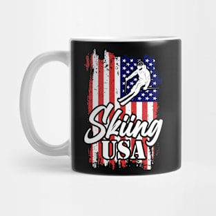 Skiing USA T Shirt For Women Men Mug